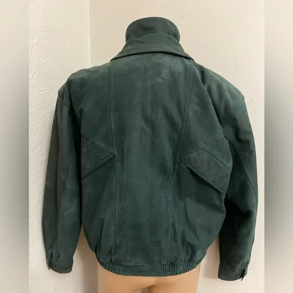 Fluid Internationale~Men’s~Vtg.~Dark Green~Genuine Leather~Bomber Jacket~Size XL - Picture 12 of 16